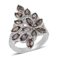 Color Change Garnet Cluster Ring in Platinum Over Sterling Silver (Size 9.0) 2.35 ctw