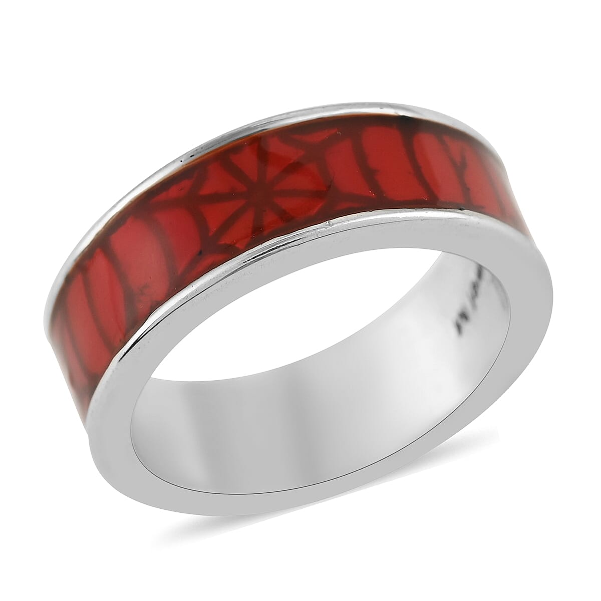 MARVEL Spider-Man Red Enameled Web Ring in Silvertone (1)